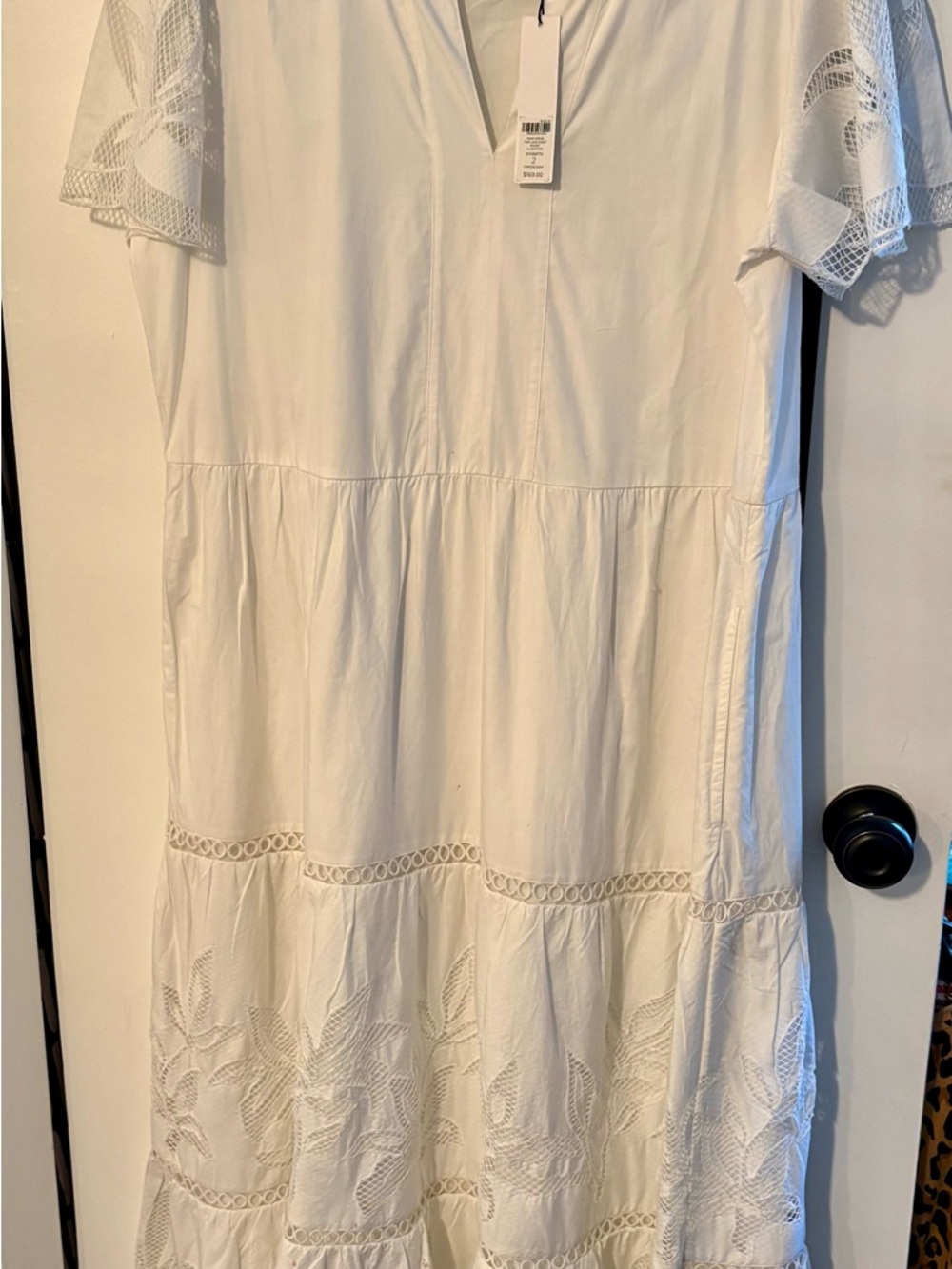Chico's White Eyelet Embroidered Tiered Maxi Dress Size 2 Large - Picture 2 of 7